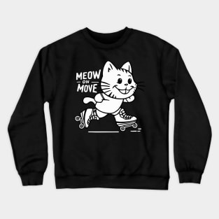 Cute Cat Rollerblading Summer Gift Crewneck Sweatshirt